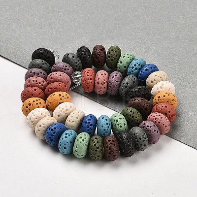 Natural Lava Rock Dyed Beads Strands G-L586-B02-05-1
