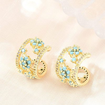 Brass Micro Pave Cubic Zirconia Cuff Earrings KK-CBA960E-24G-1