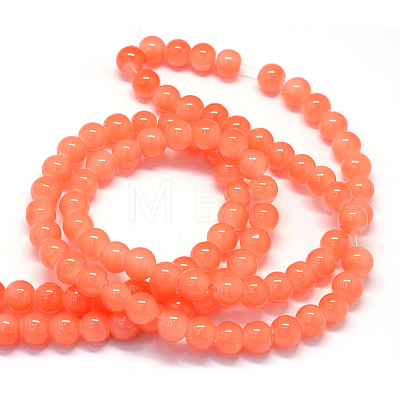 Baking Painted Imitation Jade Glass Round Bead Strands DGLA-Q021-4mm-31-1