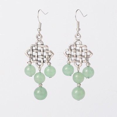 Dangling Tibetan Style Alloy Natural & Synthetic Mixed Stone Chandelier Earrings EJEW-JE01564-1