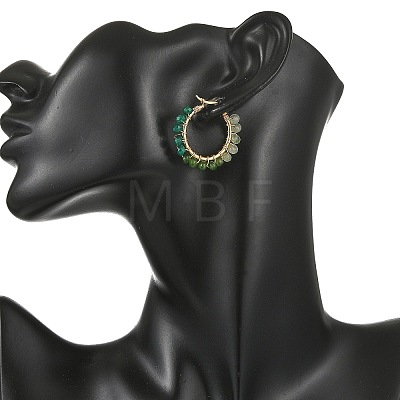 Dyed Natural Malaysia Jade Rondelle Bead & 201 Stainless Steel Hoop Earrings EJEW-JE07415-1