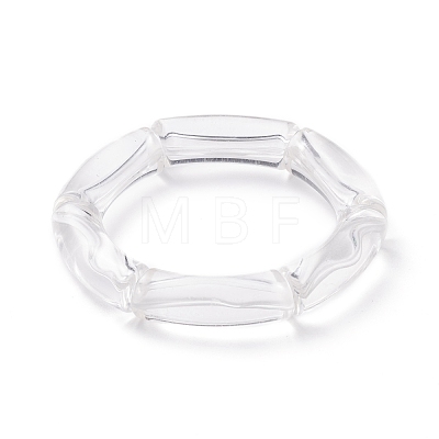 9Pcs 9 Color Acrylic Curved Tube Chunky Stretch Bracelets Set for Women BJEW-JB08142-1