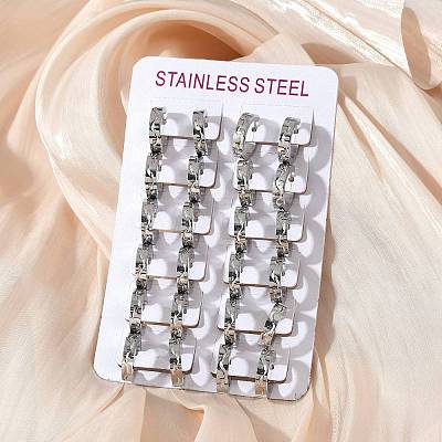 304 Stainless Steel Polishing Effect Hoop Earrings EJEW-M001-32P-1