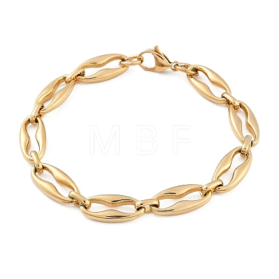 304 Stainless Steel Coffee Bean Chain Bracelets for Women Men BJEW-F488-45G-1