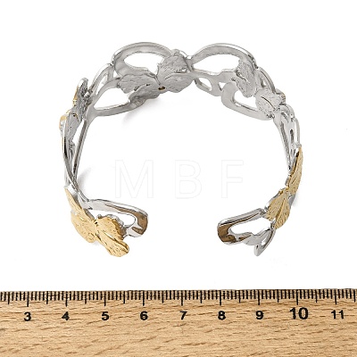 Hammered 304 Stainless Steel Cuff Bangles for Women BJEW-Z177-01GP-04-1