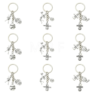 9Pcs 3 Style Sports Alloy Keychains KEYC-YW00249-1
