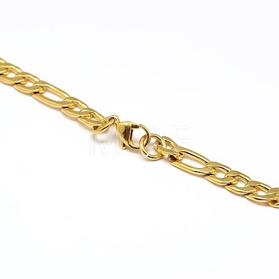 Fashionable 304 Stainless Steel Figaro Chain Necklaces for Men STAS-A028-N017G-1