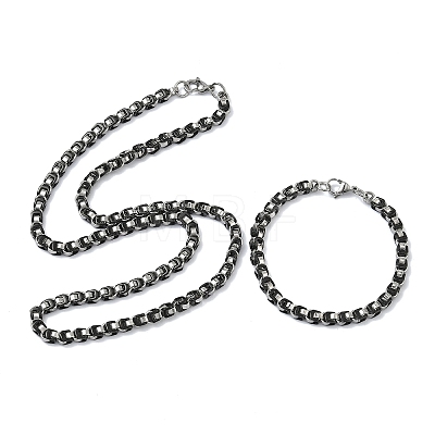 201 Stainless Steel Box Chain Necklaces & Chain Bracelets SJEW-G087-04P-1