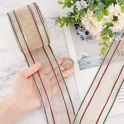 Polyester Stripe Pattern Ribbons OCOR-WH0060-43-1