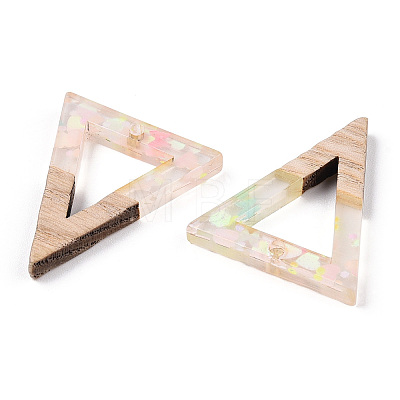 Transparent Resin & White Wood Pendants RESI-N039-29-1