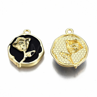 Rack Plating Alloy Enamel Pendants ENAM-N060-18-02LG-1