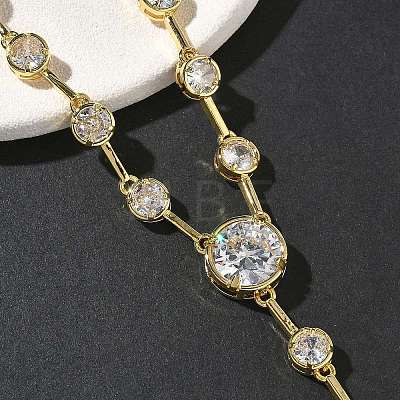 Brass Pave Clear Cubic Zirconia Y Necklaces NJEW-G183-06G-02-1