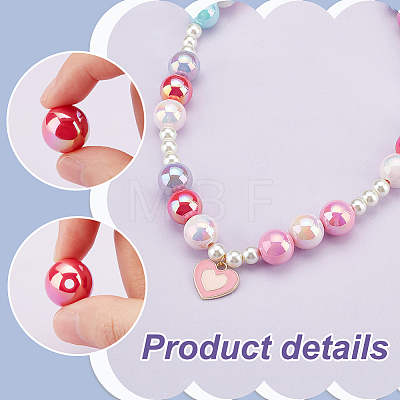   70Pcs 7 Styles UV Plating Opaque Acrylic Beads MACR-PH0001-63-1