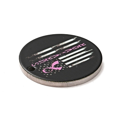Breast Cancer Pink Awareness Ribbon Style 201 Stainless Steel Pendants STAS-J041-03E-1
