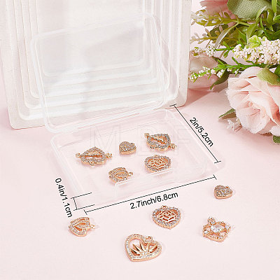 12Pcs 6 Style Valentine's Day Brass Micro Pave Cubic Zirconia Pendants KK-SC0003-16-1