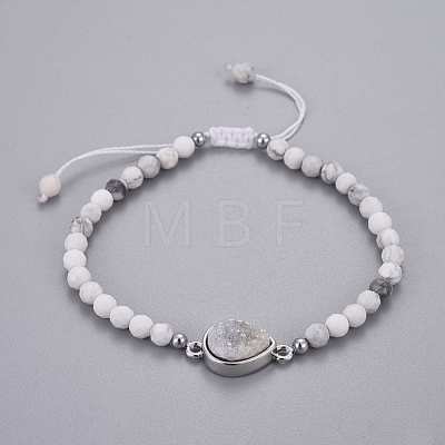 Natural Howlite Braided Bead Bracelets BJEW-I275-A01-1
