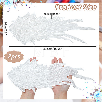 Wing Pattern Polyester Embroidered Lace Appliques DIY-WH0530-95-1