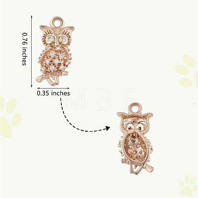 5 Pieces Owl Cubic Zirconia Charm Bird Pendant Brass Micro Pave Cubic Zirconia Charms for Jewelry Necklace Bracelet Earring Making Crafts JX411A-1
