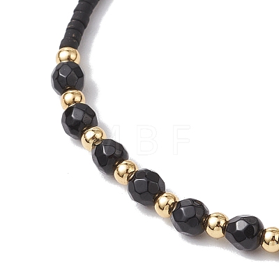 Natural Black Onyx Braided Beaded Bracelets BJEW-JB11420-05-1