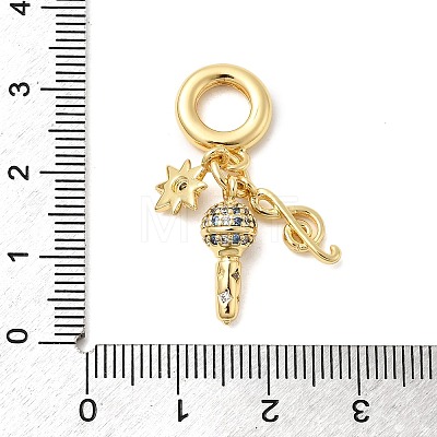 Brass Micro Pave Blue Cubic Zirconia European Dangle Charms KK-C138-01G-1