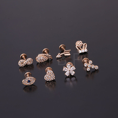 Brass Micro Pave Clear Cubic Zirconia Cartilage Earrings WGF4DCF-18-1