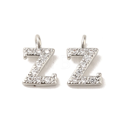 Initial Letter Brass Micro Pave Cubic Zirconia Pendants ZIRC-F008-Z-1