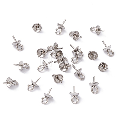 304 Stainless Steel Cup Pearl Peg Bails Pin Pendants STAS-E030-4-1