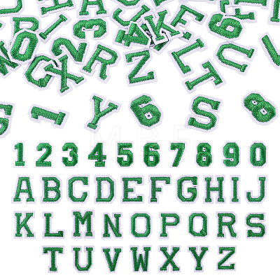 36Pcs 2 Sets 2 Styles Letter A~Z & Number 0~9 Polyester Embroidery Sew On Patches Sets PATC-TA0001-55C-1