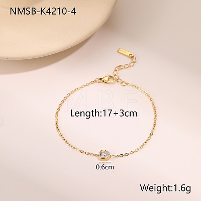 304 Stainless Steel Pave Cubic Zirconia Link Bracelets WGE95FE-05-1