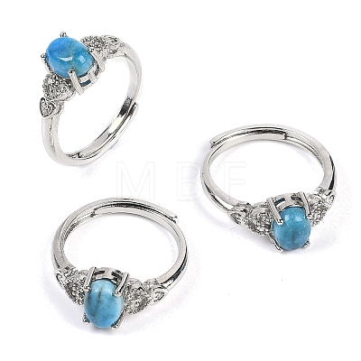 Oval Natural Apatite Adjustable Rings RJEW-Q819-01P-07-1