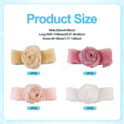 4Pcs 4Colors Cloth Rose Ribbon Chokers FIND-TA0002-27-1