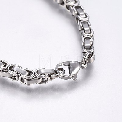 201 Stainless Steel Byzantine Chain Bracelets BJEW-F331-06P-1