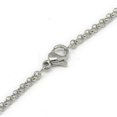 Trendy Unisex 304 Stainless Steel Cross Rolo Chain Necklaces NJEW-L043A-09P-1