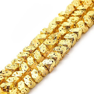 Electroplated Natural Lava Rock Beads Strands G-G984-11-1