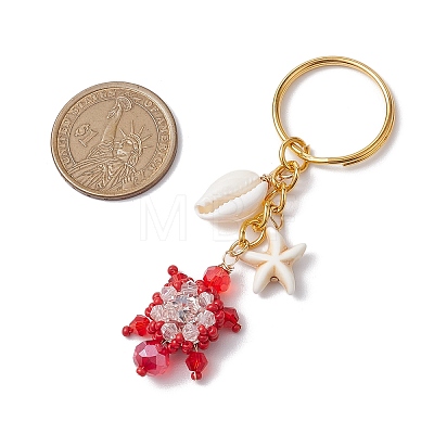 Tortoise Glass Seed Beaded Keychain KEYC-MZ00023-05-1