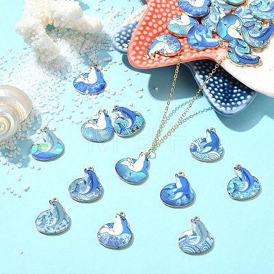 24Pcs 12 Styles Printed Alloy Pendants ENAM-CJ0006-80-1
