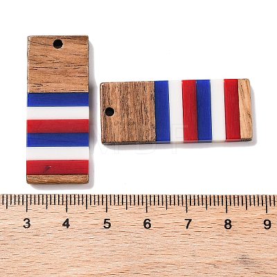 Independence Day Opaque Striped Resin & Walnut Wood Pendants RESI-U010-02X-1