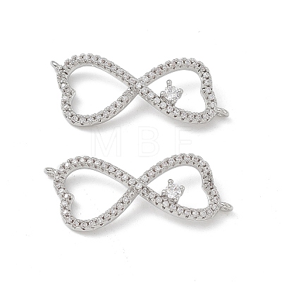 Brass Micro Pave Clear Cubic Zirconia Connector Charms KK-E068-VB391-1