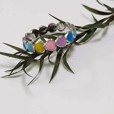 Heart Zinc Alloy Enamel Finger Rings WG3FD51-01-1