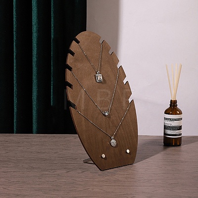 Leaf Shape MDF & Iron Pendant Necklace Jewely Display Stands NDIS-G008-02B-01-1