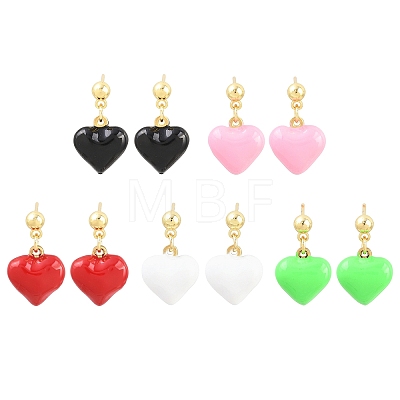 Brass Enamel Stud Earring EJEW-Z164-19G-1