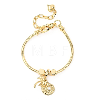 Comch Brass Micro Pave Clear Cubic Zirconia Charm Bracelets BJEW-H640-05A-G-1