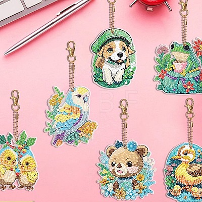 Animal Theme DIY Diamond Painting Keychain Kit PW-WG25379-01-1