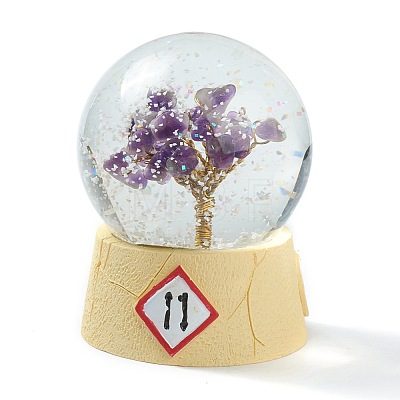 LED Light Glass Crystal Ball Display Decorations DJEW-H004-01-1