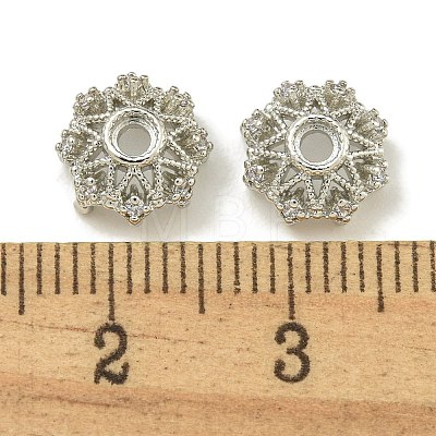 Rack Plating Brass Micro Pave Clear Cubic Zirconia Bead Caps KK-K386-09A-P-1