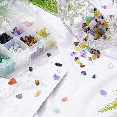 Natural Gemstone and Glass Chip Beads Sets G-NB0001-51-1