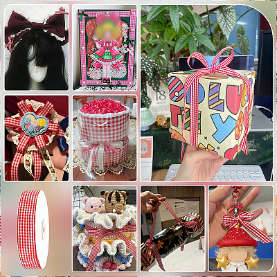 Polyester Tartan Ribbon OCOR-WH0082-574D-01-1