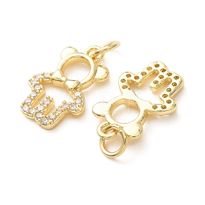 Brass Micro Pave Clear Cubic Zirconia Pendants CU-E003-18G-01-1