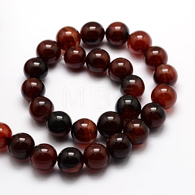 Dyed Natural Agate Round Beads Strands G-E321B-12mm-02-1