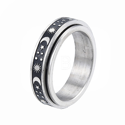 Non-Tarnish 201 Stainless Steel Planet Rotating Ring RJEW-N043-28-1